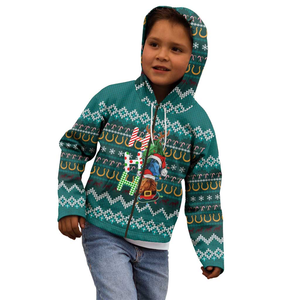 Horse Ho Ho Ho Christmas Design Kid Hoodie Funny Xmas Holiday Patterns - Wonder Print Shop