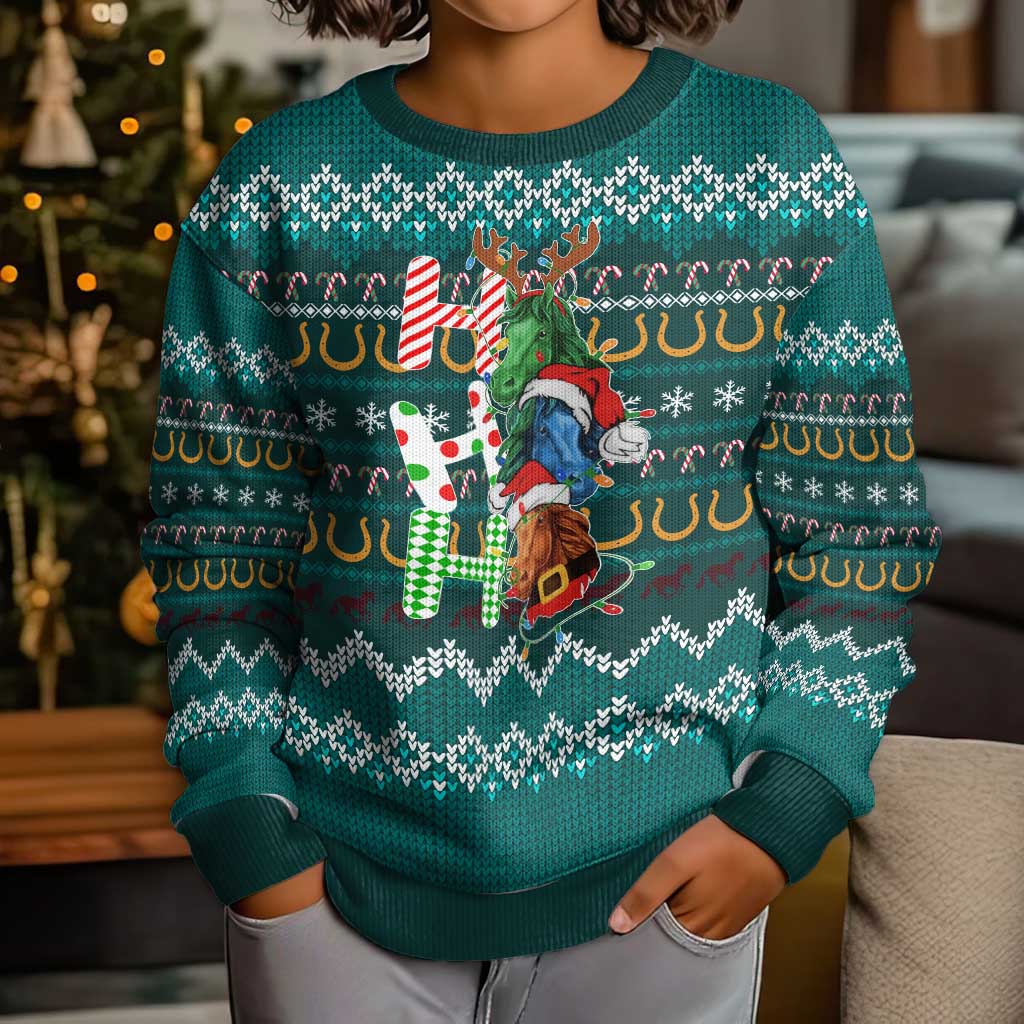 Horse Ho Ho Ho Christmas Design Kid Ugly Christmas Sweater Funny Xmas Holiday Patterns - Wonder Print Shop