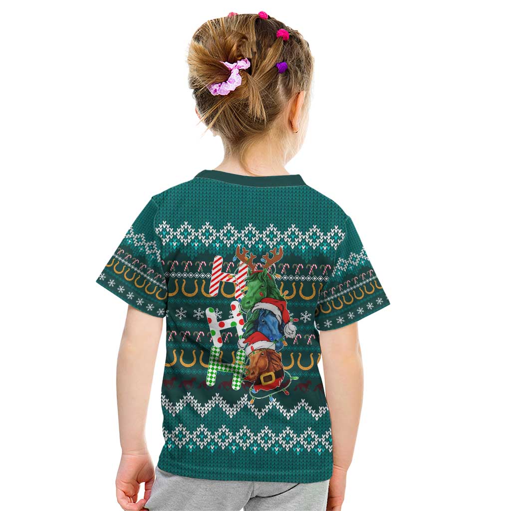 Horse Ho Ho Ho Christmas Design Kid T Shirt Funny Xmas Holiday Patterns - Wonder Print Shop
