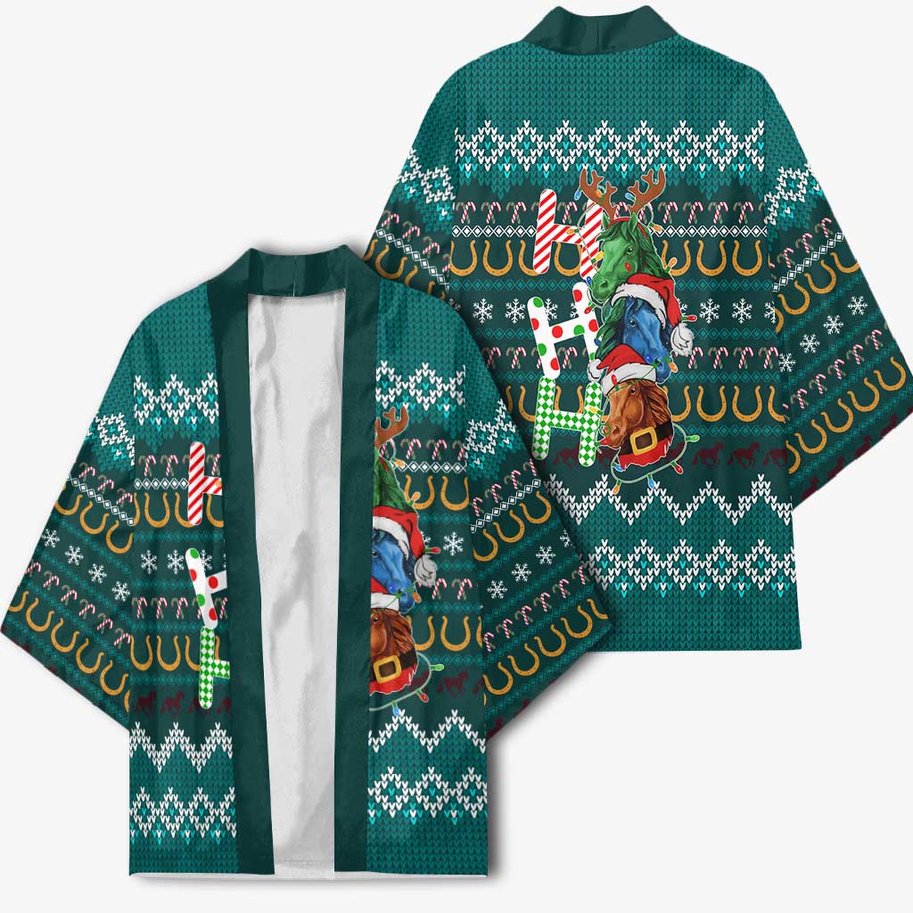 Horse Ho Ho Ho Christmas Design Kimono Funny Xmas Holiday Patterns - Wonder Print Shop