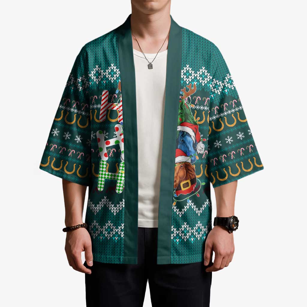 Horse Ho Ho Ho Christmas Design Kimono Funny Xmas Holiday Patterns - Wonder Print Shop