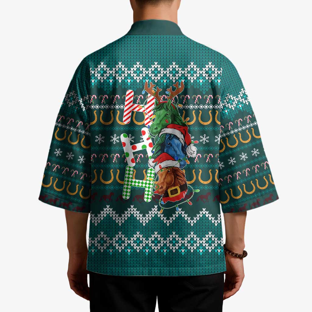 Horse Ho Ho Ho Christmas Design Kimono Funny Xmas Holiday Patterns - Wonder Print Shop