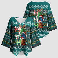 Horse Ho Ho Ho Christmas Design Kimono Sleeve Blouse Funny Xmas Holiday Patterns - Wonder Print Shop