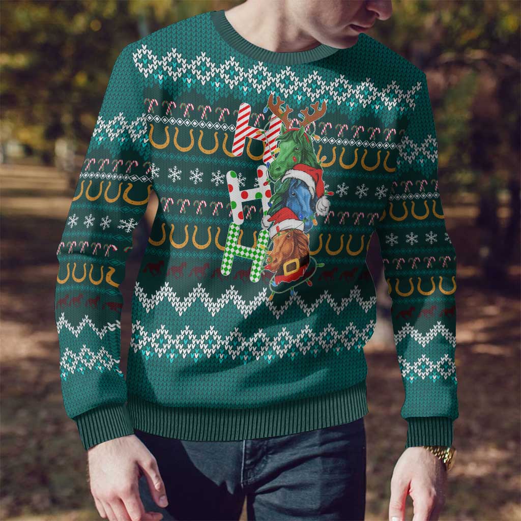 Horse Ho Ho Ho Christmas Design Ugly Christmas Sweater Funny Xmas Holiday Patterns - Wonder Print Shop