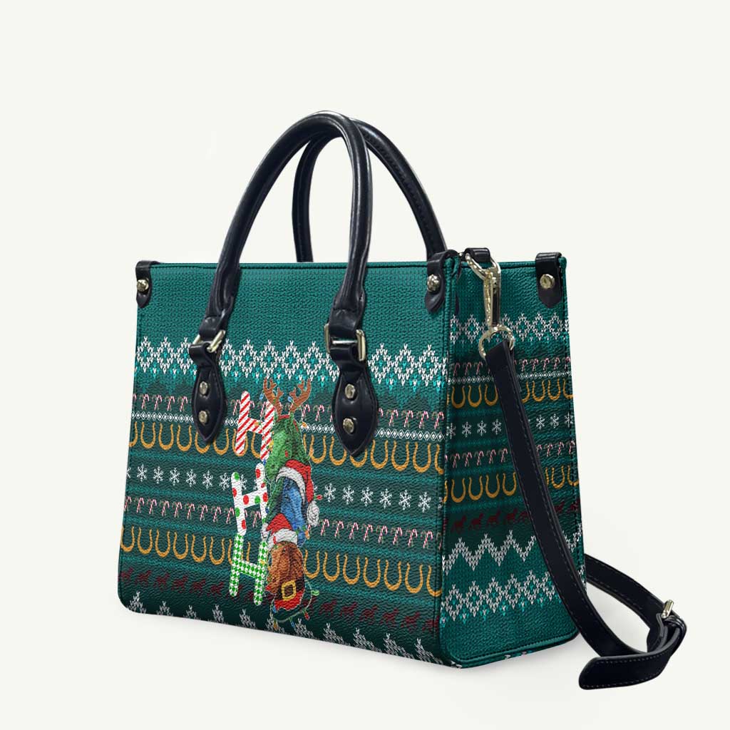 Horse Ho Ho Ho Christmas Design Leather Bag Funny Xmas Holiday Patterns - Wonder Print Shop