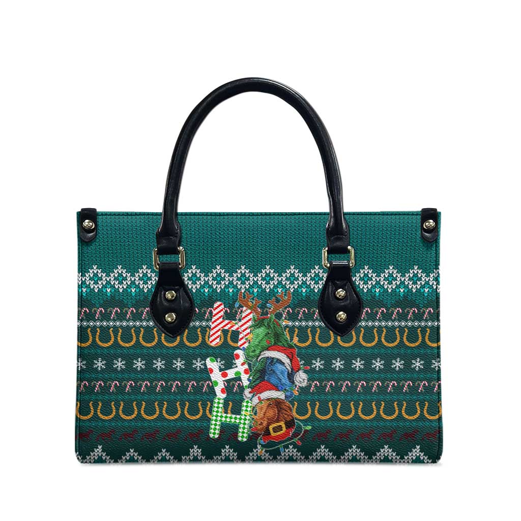 Horse Ho Ho Ho Christmas Design Leather Bag Funny Xmas Holiday Patterns - Wonder Print Shop
