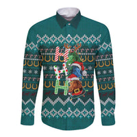 Horse Ho Ho Ho Christmas Design Long Sleeve Button Shirt Funny Xmas Holiday Patterns - Wonder Print Shop