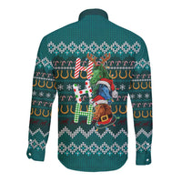 Horse Ho Ho Ho Christmas Design Long Sleeve Button Shirt Funny Xmas Holiday Patterns - Wonder Print Shop
