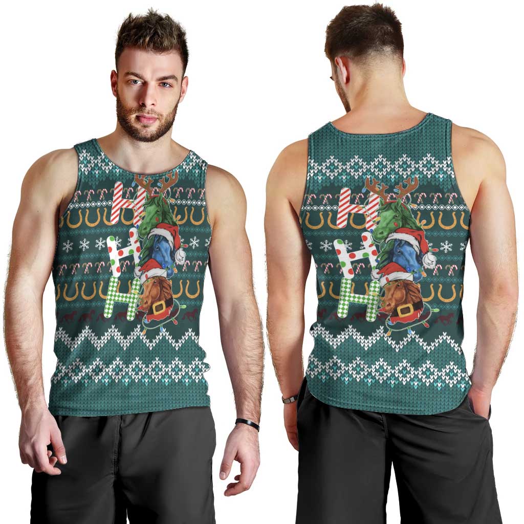 Horse Ho Ho Ho Christmas Design Men Tank Top Funny Xmas Holiday Patterns - Wonder Print Shop