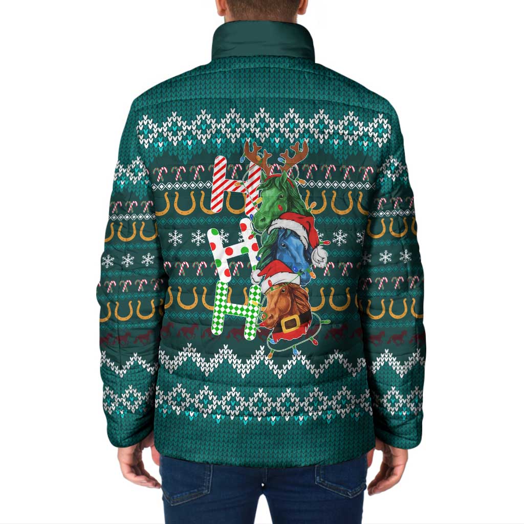 Horse Ho Ho Ho Christmas Design Padded Jacket Funny Xmas Holiday Patterns - Wonder Print Shop
