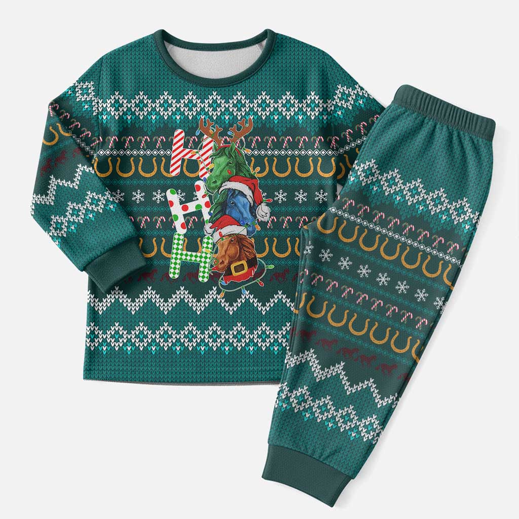Horse Ho Ho Ho Christmas Design Christmas Pajama Set Funny Xmas Holiday Patterns - Wonder Print Shop