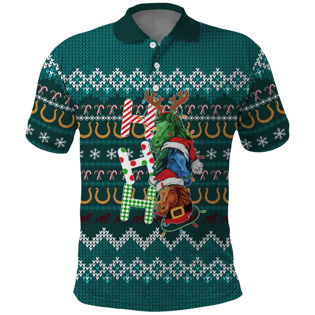 Horse Ho Ho Ho Christmas Design Polo Shirt Funny Xmas Holiday Patterns - Wonder Print Shop