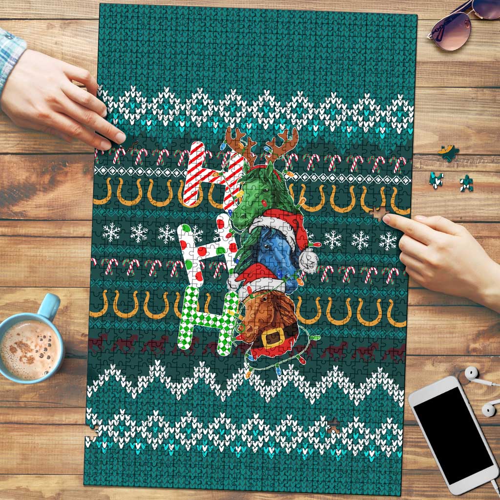 Horse Ho Ho Ho Christmas Design Puzzle Funny Xmas Holiday Patterns - Wonder Print Shop