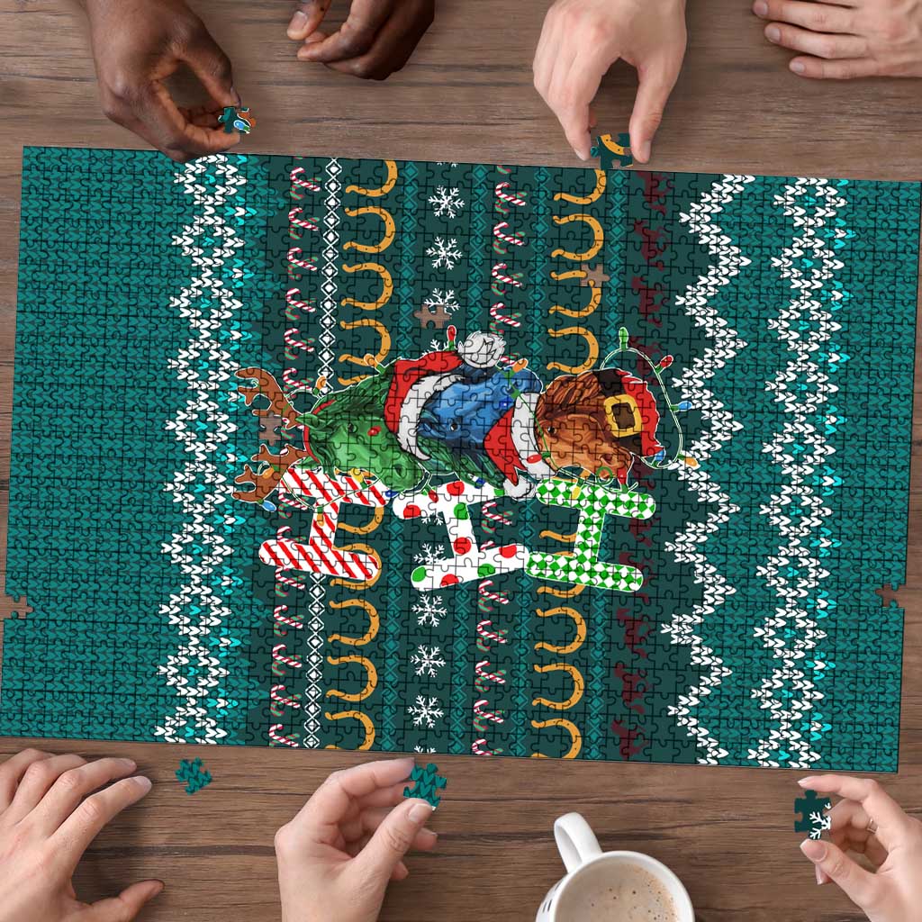 Horse Ho Ho Ho Christmas Design Puzzle Funny Xmas Holiday Patterns - Wonder Print Shop