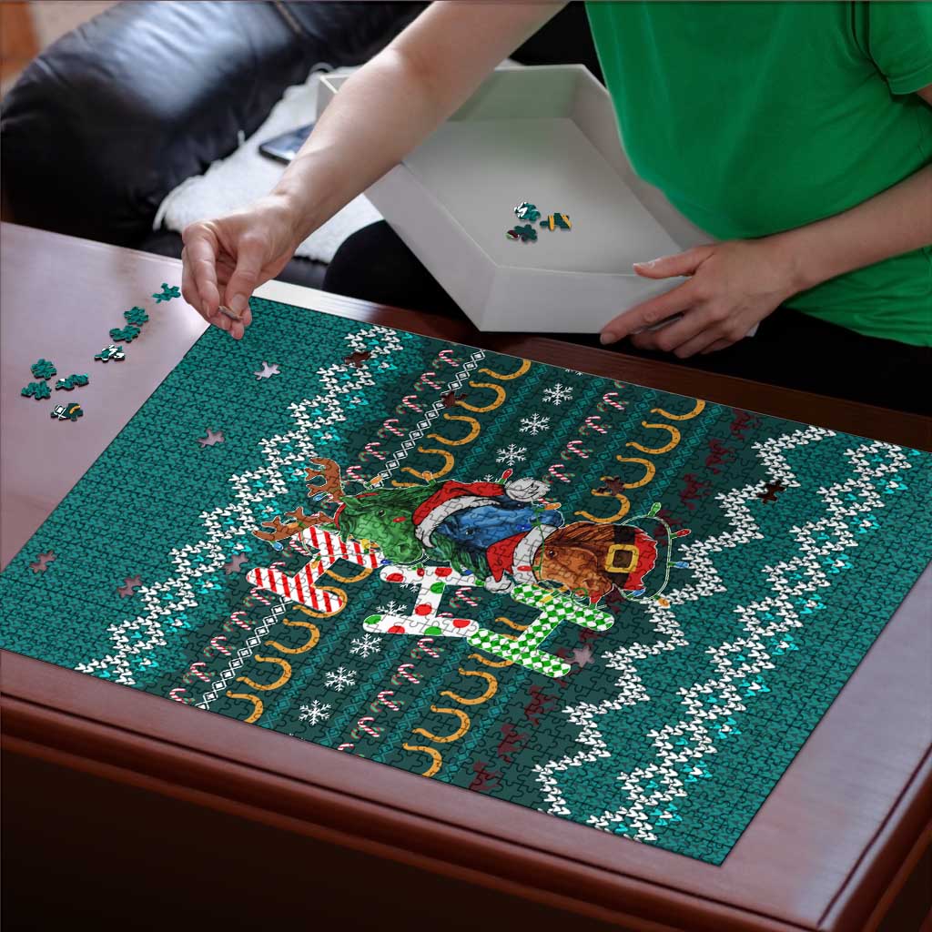 Horse Ho Ho Ho Christmas Design Puzzle Funny Xmas Holiday Patterns - Wonder Print Shop