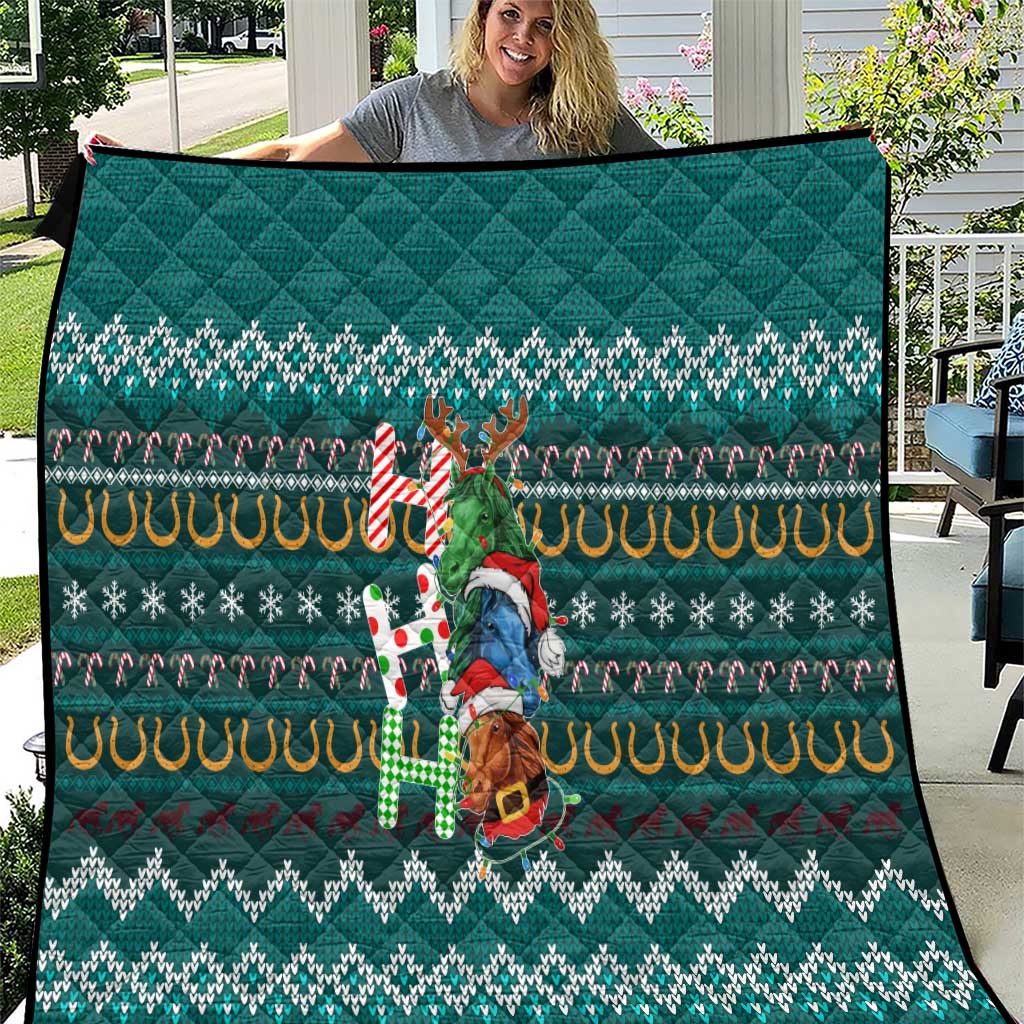 Horse Ho Ho Ho Christmas Design Quilt Funny Xmas Holiday Patterns - Wonder Print Shop