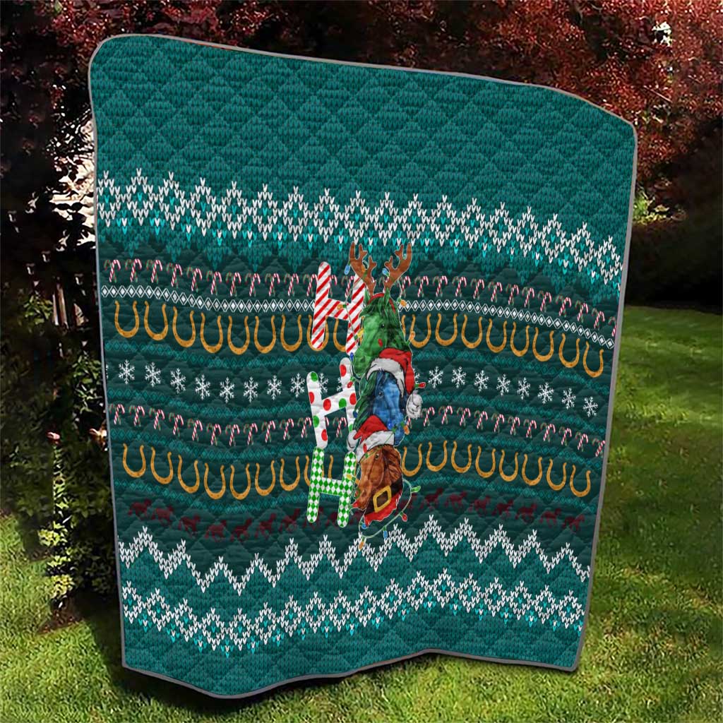 Horse Ho Ho Ho Christmas Design Quilt Funny Xmas Holiday Patterns - Wonder Print Shop