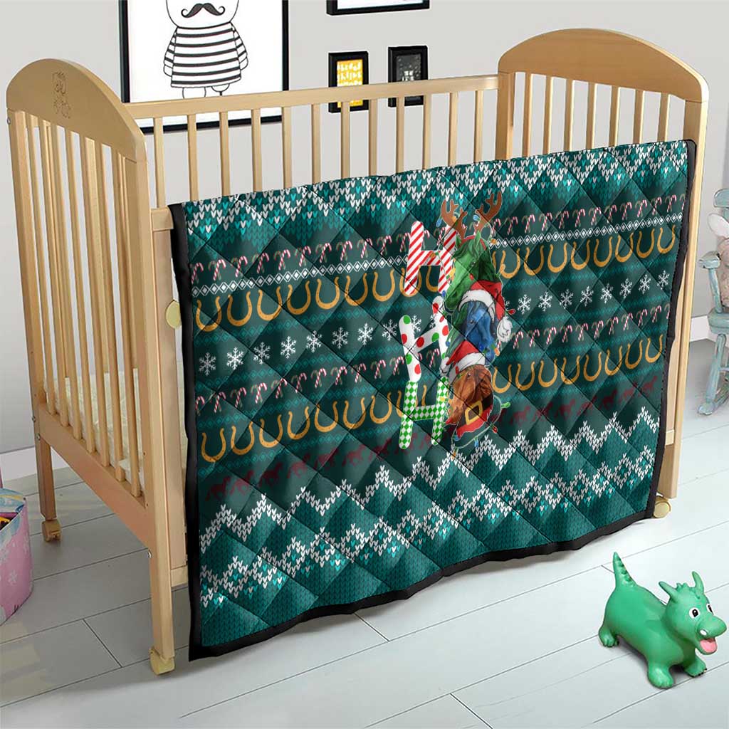 Horse Ho Ho Ho Christmas Design Quilt Funny Xmas Holiday Patterns - Wonder Print Shop