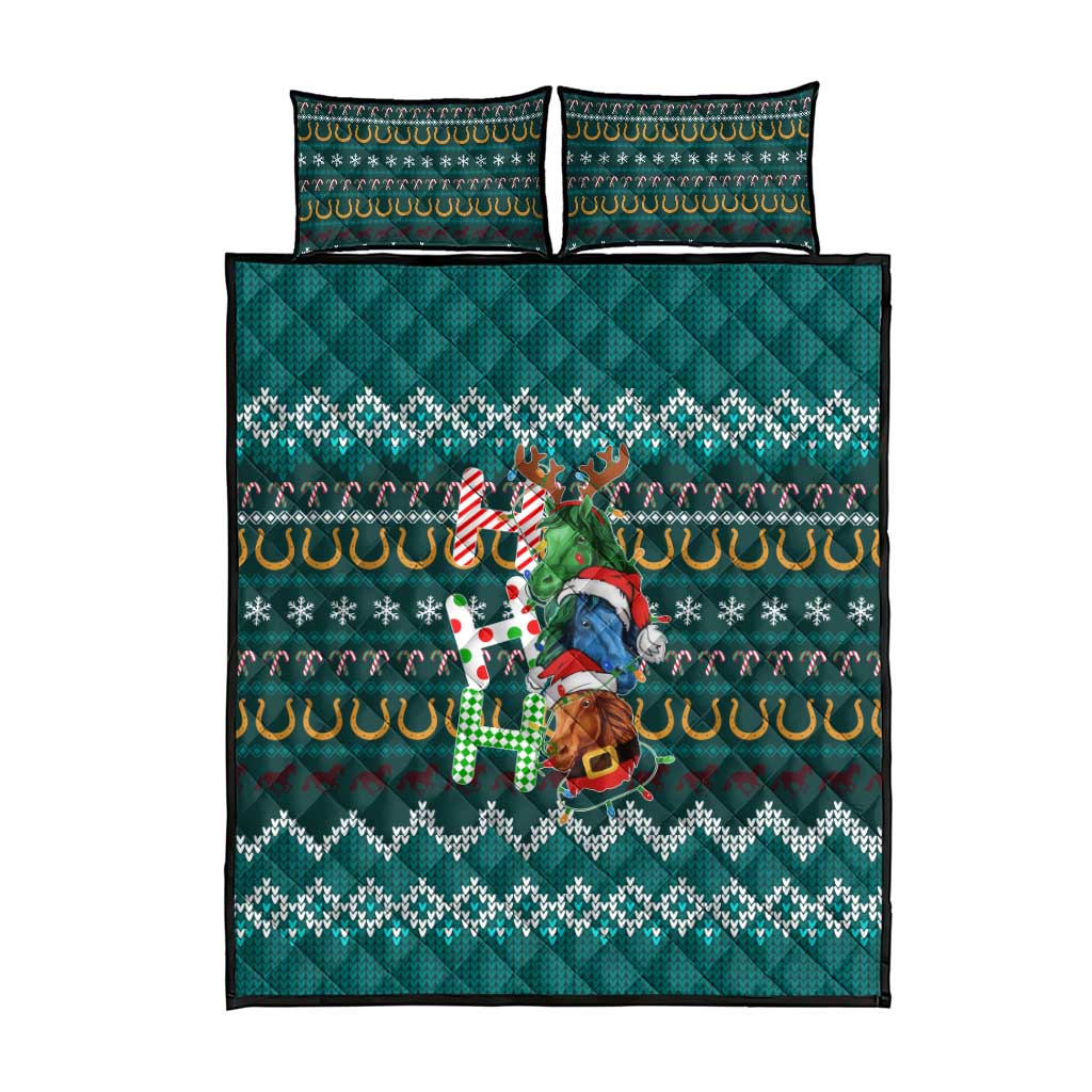 Horse Ho Ho Ho Christmas Design Quilt Bed Set Funny Xmas Holiday Patterns - Wonder Print Shop