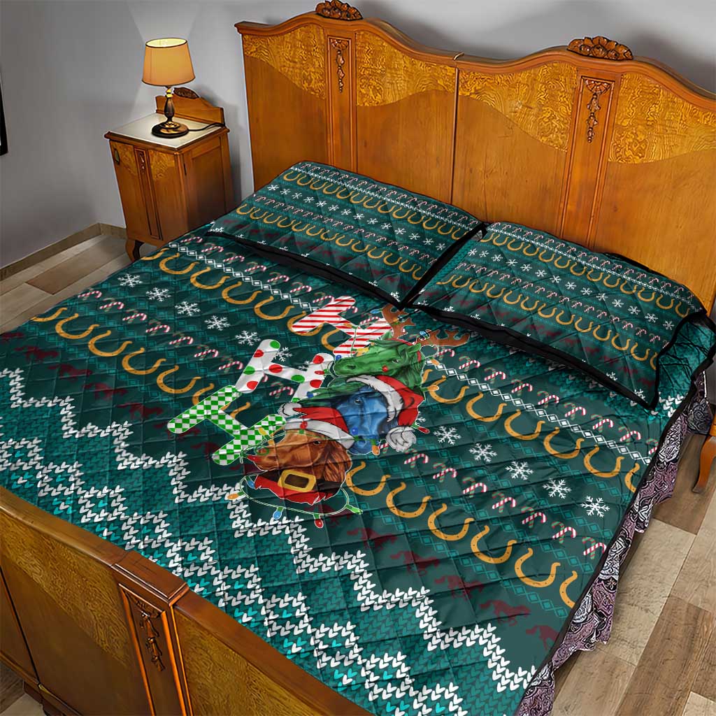 Horse Ho Ho Ho Christmas Design Quilt Bed Set Funny Xmas Holiday Patterns - Wonder Print Shop