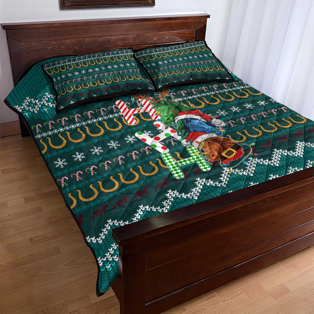 Horse Ho Ho Ho Christmas Design Quilt Bed Set Funny Xmas Holiday Patterns - Wonder Print Shop