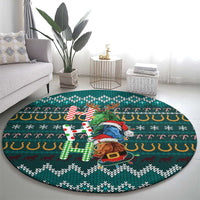Horse Ho Ho Ho Christmas Design Round Carpet Funny Xmas Holiday Patterns - Wonder Print Shop