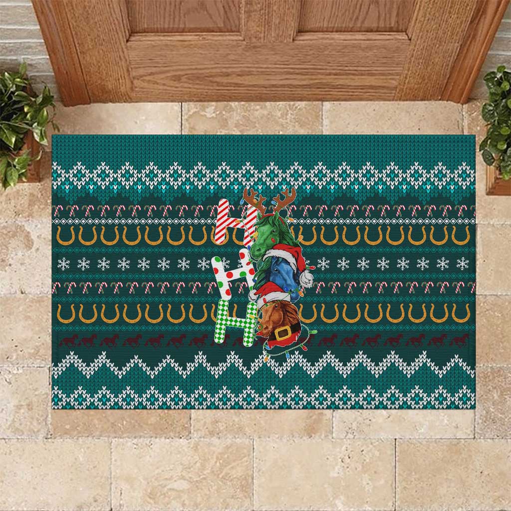 Horse Ho Ho Ho Christmas Design Rubber Doormat Funny Xmas Holiday Patterns - Wonder Print Shop