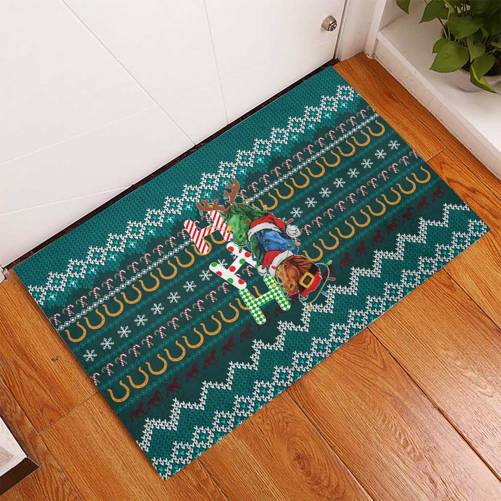 Horse Ho Ho Ho Christmas Design Rubber Doormat Funny Xmas Holiday Patterns - Wonder Print Shop