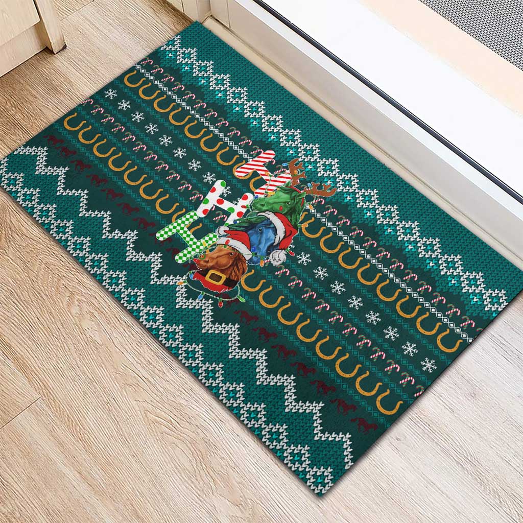 Horse Ho Ho Ho Christmas Design Rubber Doormat Funny Xmas Holiday Patterns - Wonder Print Shop