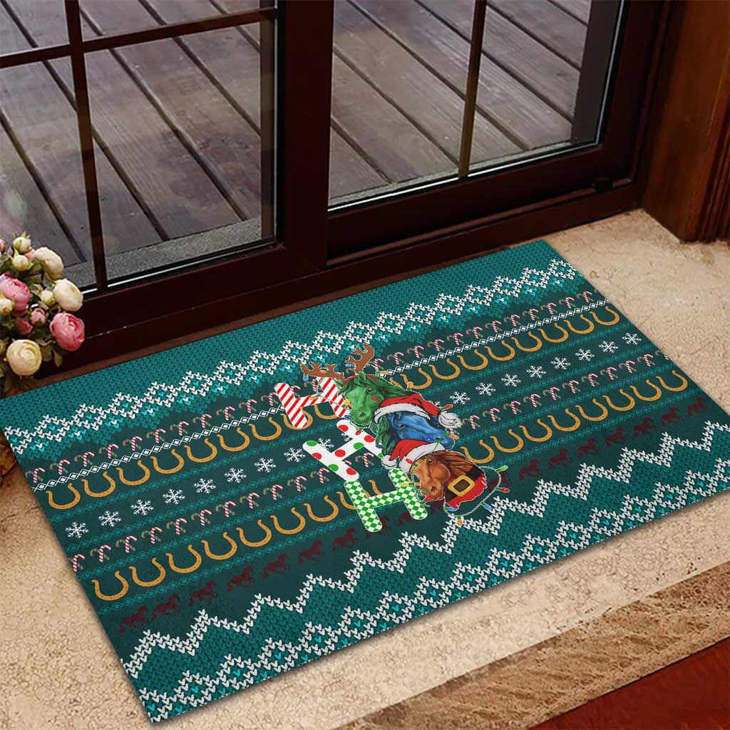Horse Ho Ho Ho Christmas Design Rubber Doormat Funny Xmas Holiday Patterns - Wonder Print Shop