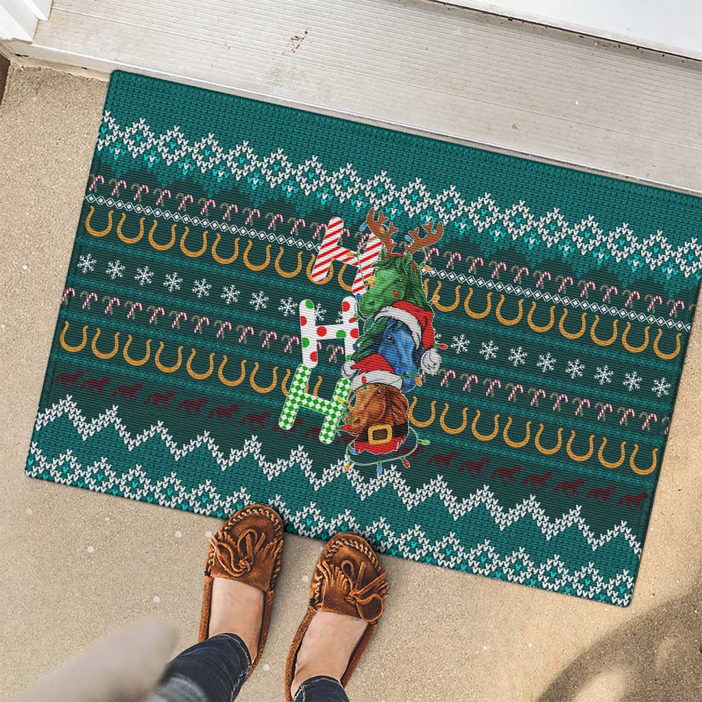 Horse Ho Ho Ho Christmas Design Rubber Doormat Funny Xmas Holiday Patterns - Wonder Print Shop
