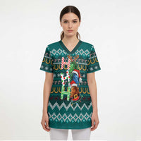 Horse Ho Ho Ho Christmas Design Scrub Top Funny Xmas Holiday Patterns - Wonder Print Shop