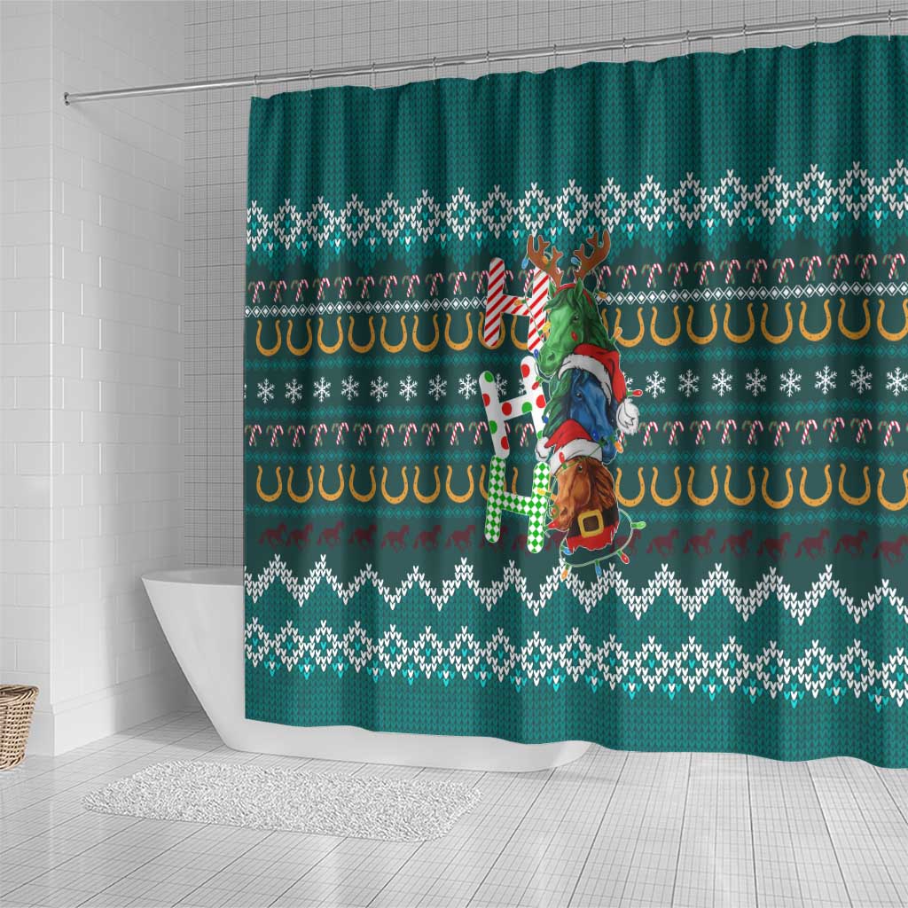 Horse Ho Ho Ho Christmas Design Shower Curtain Funny Xmas Holiday Patterns - Wonder Print Shop