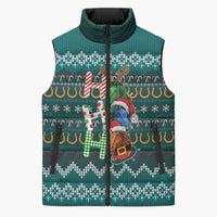 Horse Ho Ho Ho Christmas Design Sleeveless Puffer Jacket Funny Xmas Holiday Patterns - Wonder Print Shop