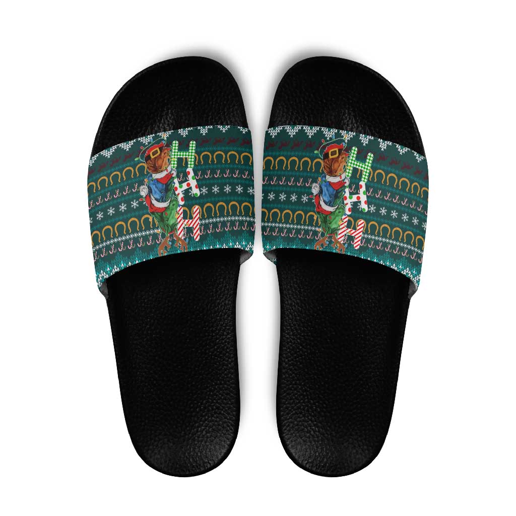 Horse Ho Ho Ho Christmas Design Slide Sandals Funny Xmas Holiday Patterns - Wonder Print Shop