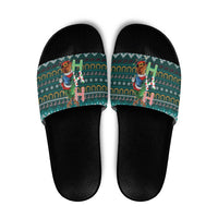 Horse Ho Ho Ho Christmas Design Slide Sandals Funny Xmas Holiday Patterns - Wonder Print Shop