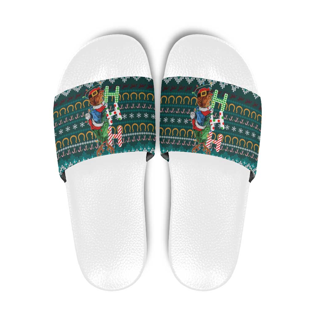 Horse Ho Ho Ho Christmas Design Slide Sandals Funny Xmas Holiday Patterns - Wonder Print Shop