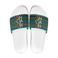 Horse Ho Ho Ho Christmas Design Slide Sandals Funny Xmas Holiday Patterns - Wonder Print Shop