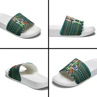 Horse Ho Ho Ho Christmas Design Slide Sandals Funny Xmas Holiday Patterns - Wonder Print Shop