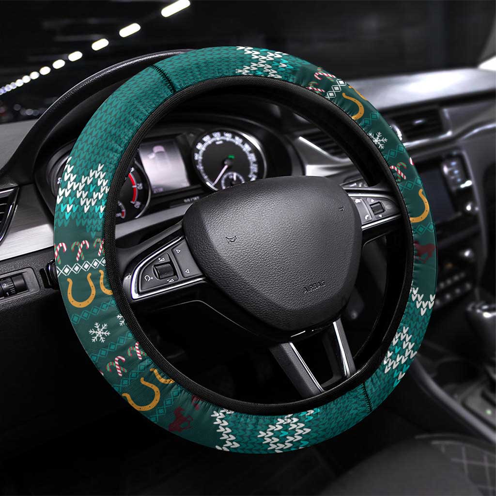 Horse Ho Ho Ho Christmas Design Steering Wheel Cover Funny Xmas Holiday Patterns - Wonder Print Shop