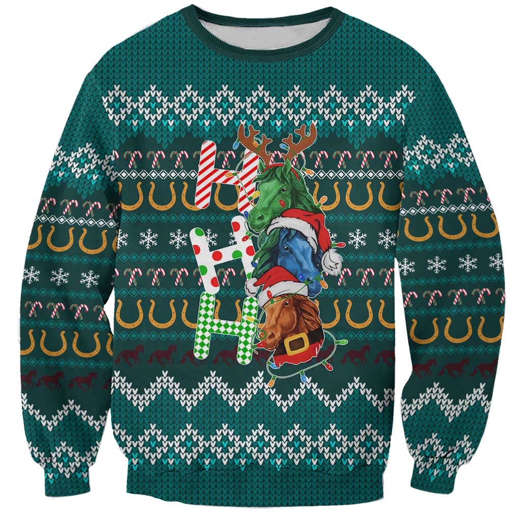 Horse Ho Ho Ho Christmas Design Sweatshirt Funny Xmas Holiday Patterns - Wonder Print Shop
