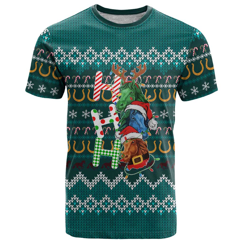 Horse Ho Ho Ho Christmas Design T Shirt Funny Xmas Holiday Patterns - Wonder Print Shop