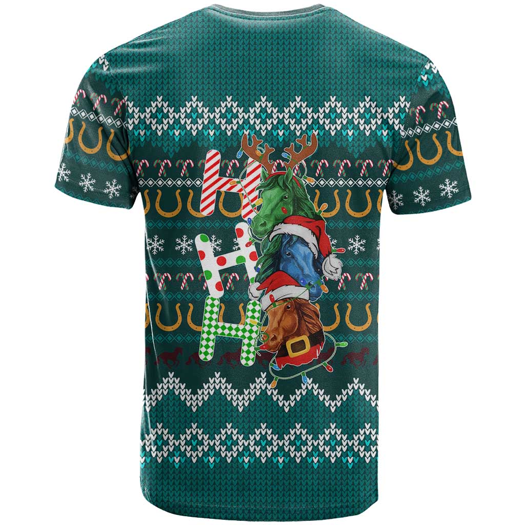 Horse Ho Ho Ho Christmas Design T Shirt Funny Xmas Holiday Patterns - Wonder Print Shop