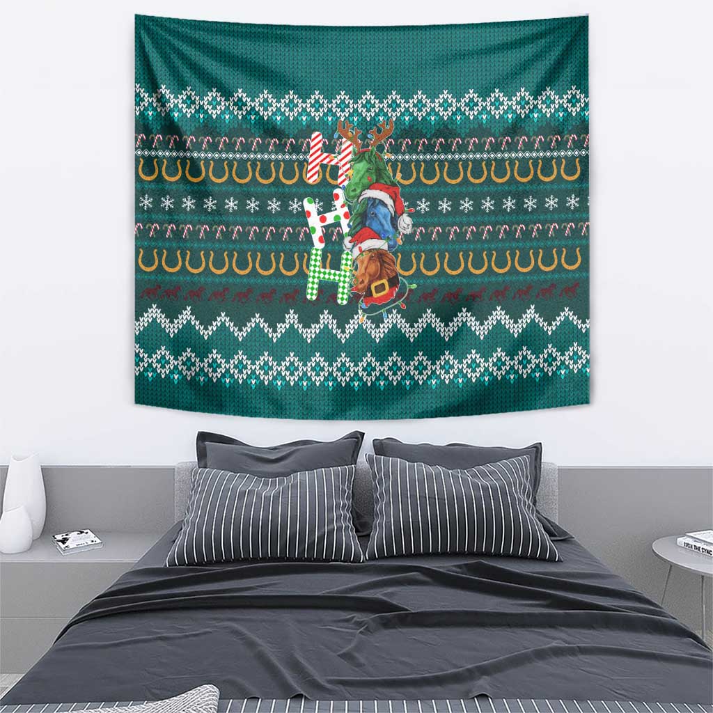 Horse Ho Ho Ho Christmas Design Tapestry Funny Xmas Holiday Patterns - Wonder Print Shop