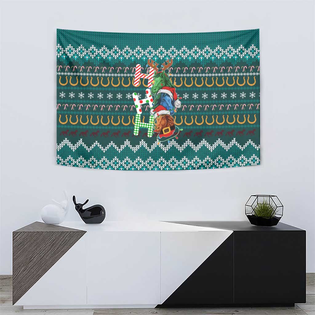 Horse Ho Ho Ho Christmas Design Tapestry Funny Xmas Holiday Patterns - Wonder Print Shop