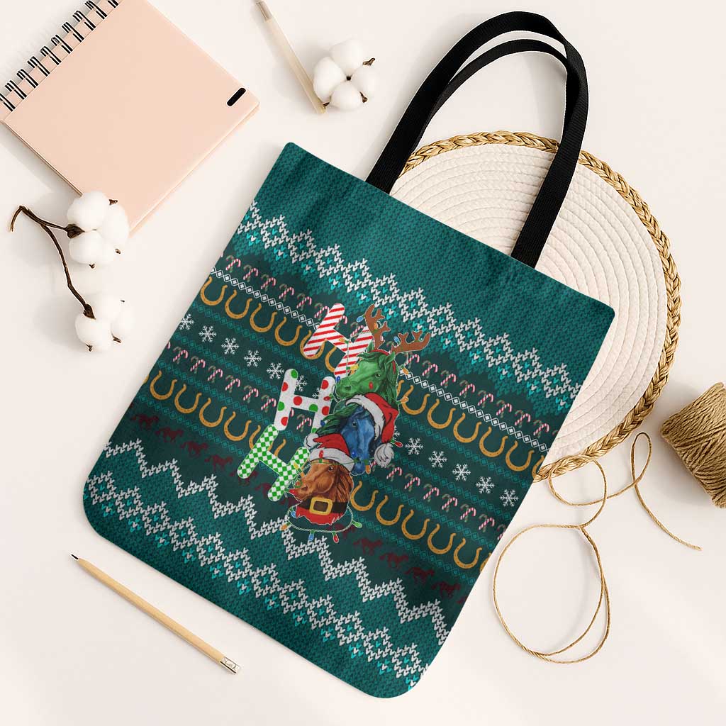 Horse Ho Ho Ho Christmas Design Tote Bag Funny Xmas Holiday Patterns - Wonder Print Shop