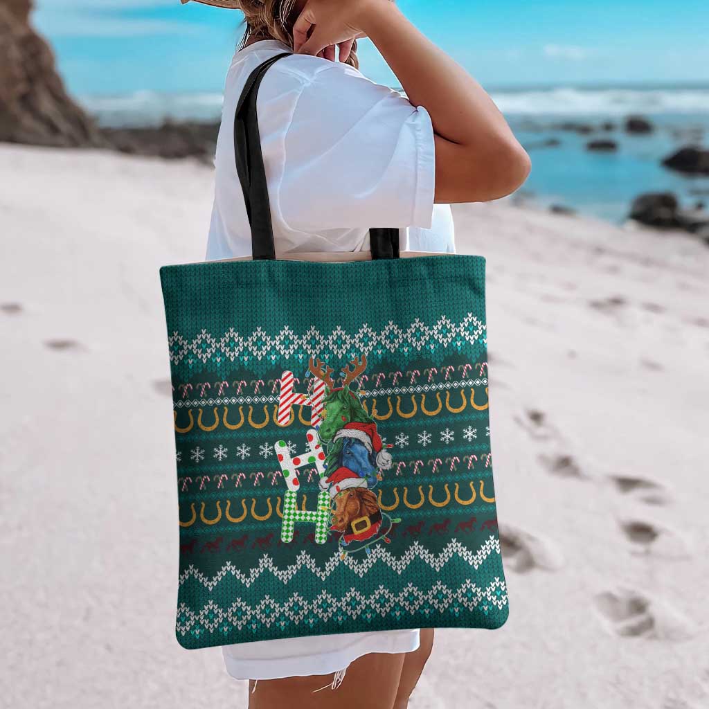 Horse Ho Ho Ho Christmas Design Tote Bag Funny Xmas Holiday Patterns - Wonder Print Shop