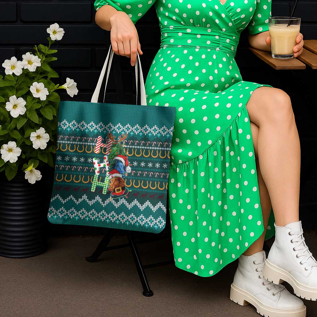 Horse Ho Ho Ho Christmas Design Tote Bag Funny Xmas Holiday Patterns - Wonder Print Shop