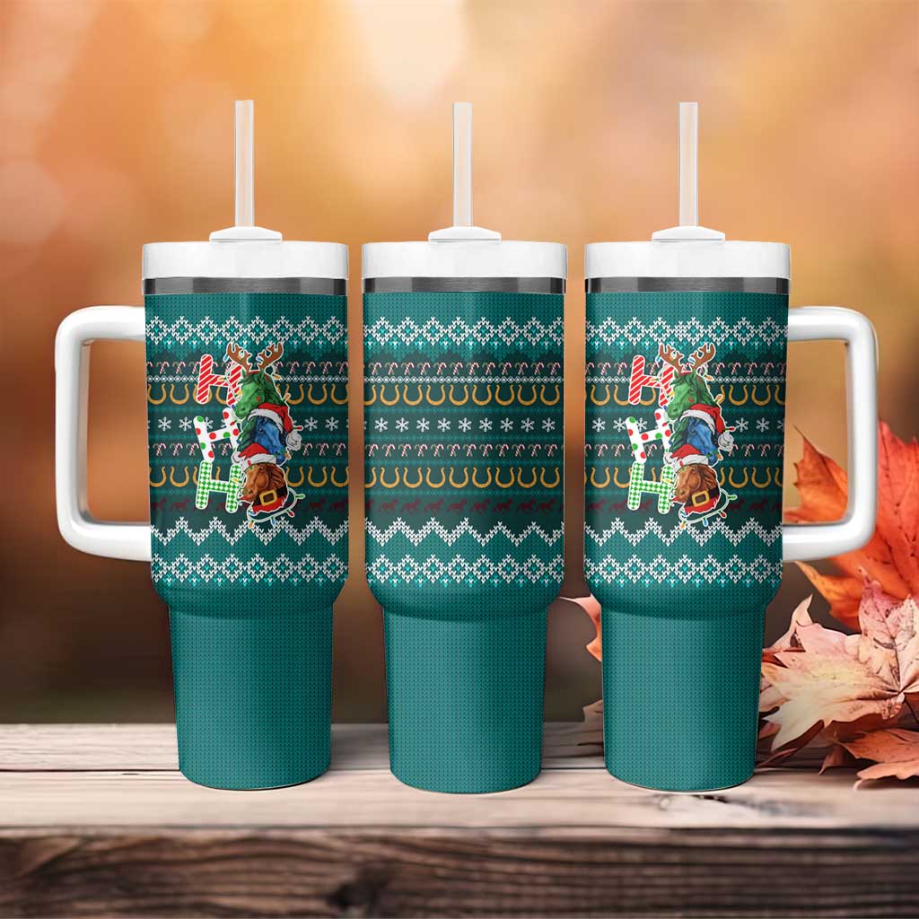 Horse Ho Ho Ho Christmas Design Tumbler With Handle Funny Xmas Holiday Patterns - Wonder Print Shop