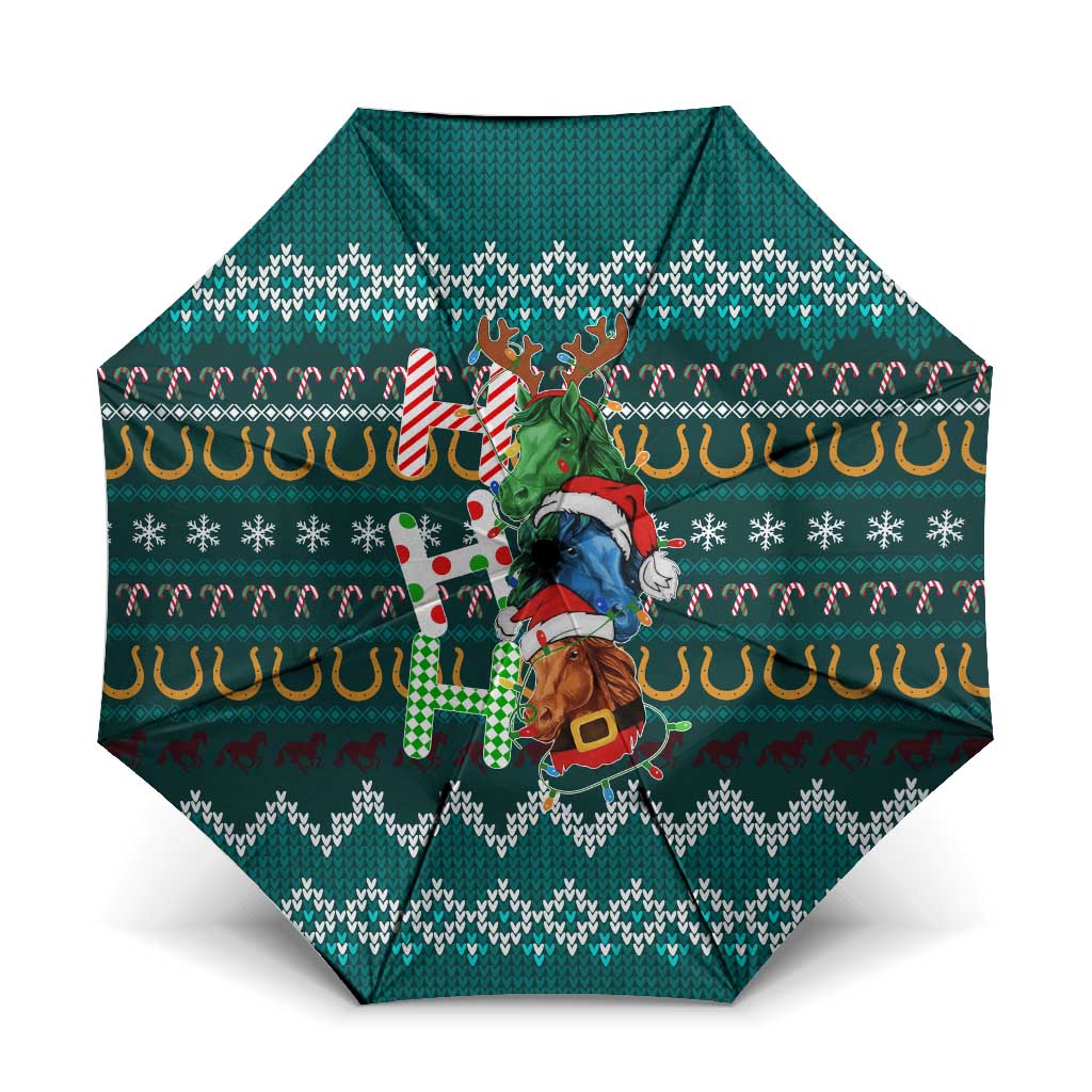 Horse Ho Ho Ho Christmas Design Umbrella Funny Xmas Holiday Patterns - Wonder Print Shop